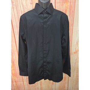 Karl Lagerfeld Paris Mens Studded Black Dress Shirt Size L